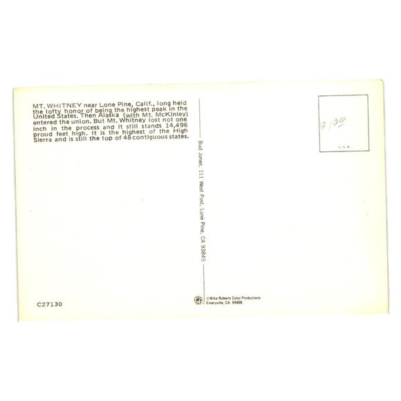 Mt Whitney CA Vintage Postcard Snow Covered Peaks Tall Pine Trees Scenic View - Picture 2 of 2